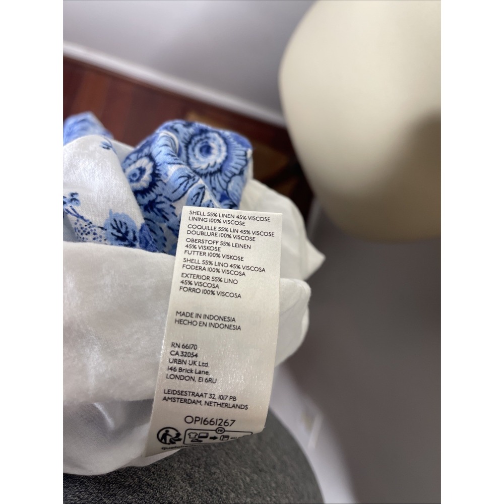 Plus Anthropologie 2X Maeve Blue White Floral Print Drop-Waist Dress - Picture 10 of 10